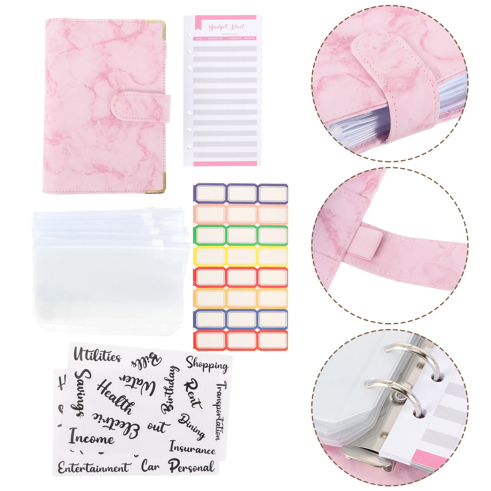 

1Set Loose Leaf Budget Binder A6 with Zipper Envelopes Cash Organizer Money Saving Book Planner Budget Binder Savings Book