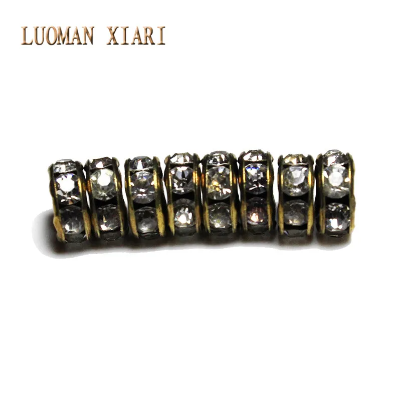 סיטונאי 100 Pcs 6/8mm נחושת למעלה Vintage ברונזה צבע מרווחי Rondelles חרוזים ריינסטון DIY חרוזים להכנת תכשיטים