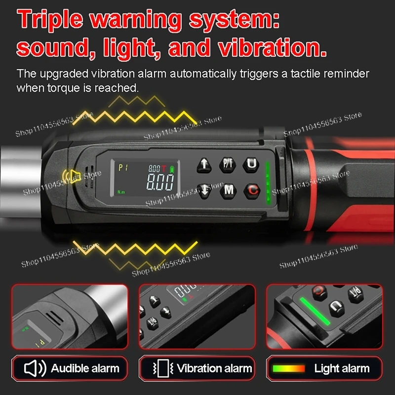 Digital Torque Wrench High-Precision Triple Alarm Torque Wrench 0.15-340 N.m for Bike Motorcycle Automotive Repair