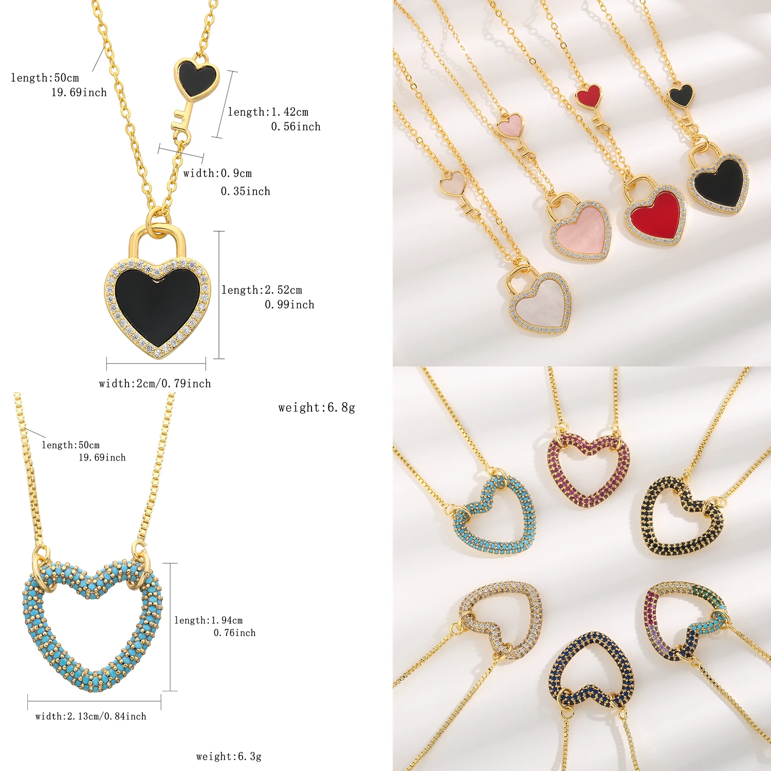 Trendy Asian Heart-Shaped Necklace - Perfect Anniversary Gift for Girls, Combination Chain of Hearts (21.9g)