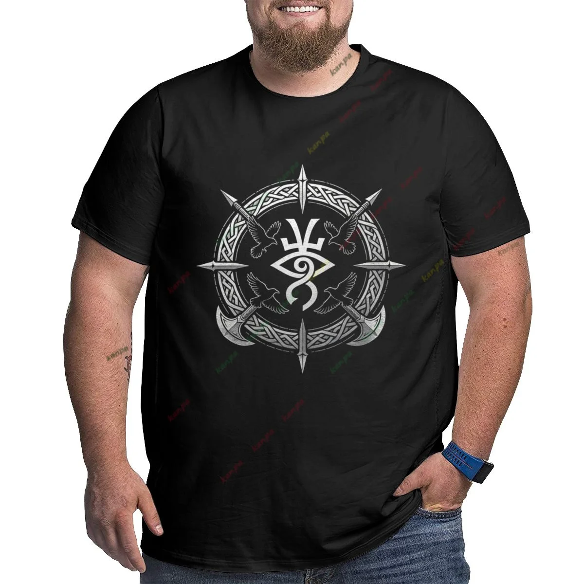 Men's 100% Pure Cotton Casual Loose Retro European Medieval Knight Pattern Printed Round Neck Short Sleeve T-Shirt Top 6xl 5xl