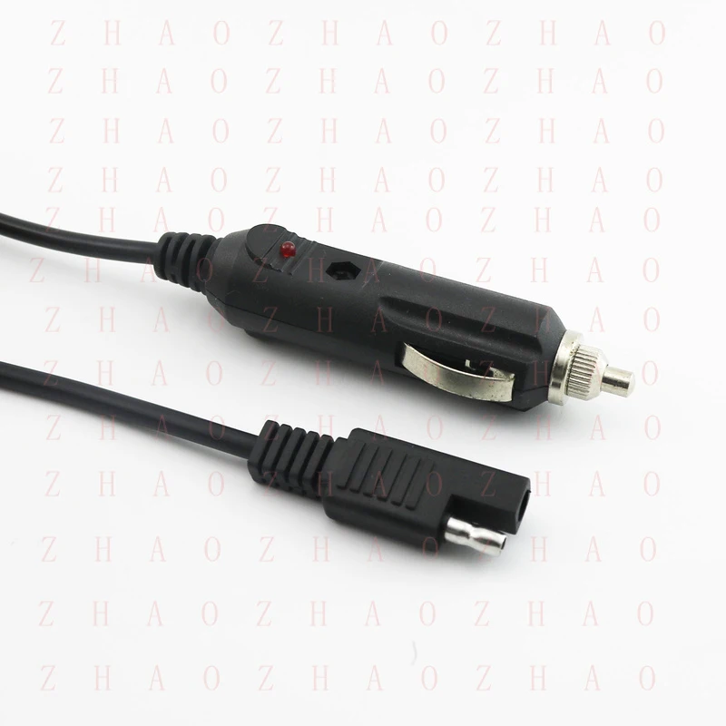 L+ 2x for 12V Car Cigarette Lighter Plug to SAE Adapter Extension Connector Cable 1FT