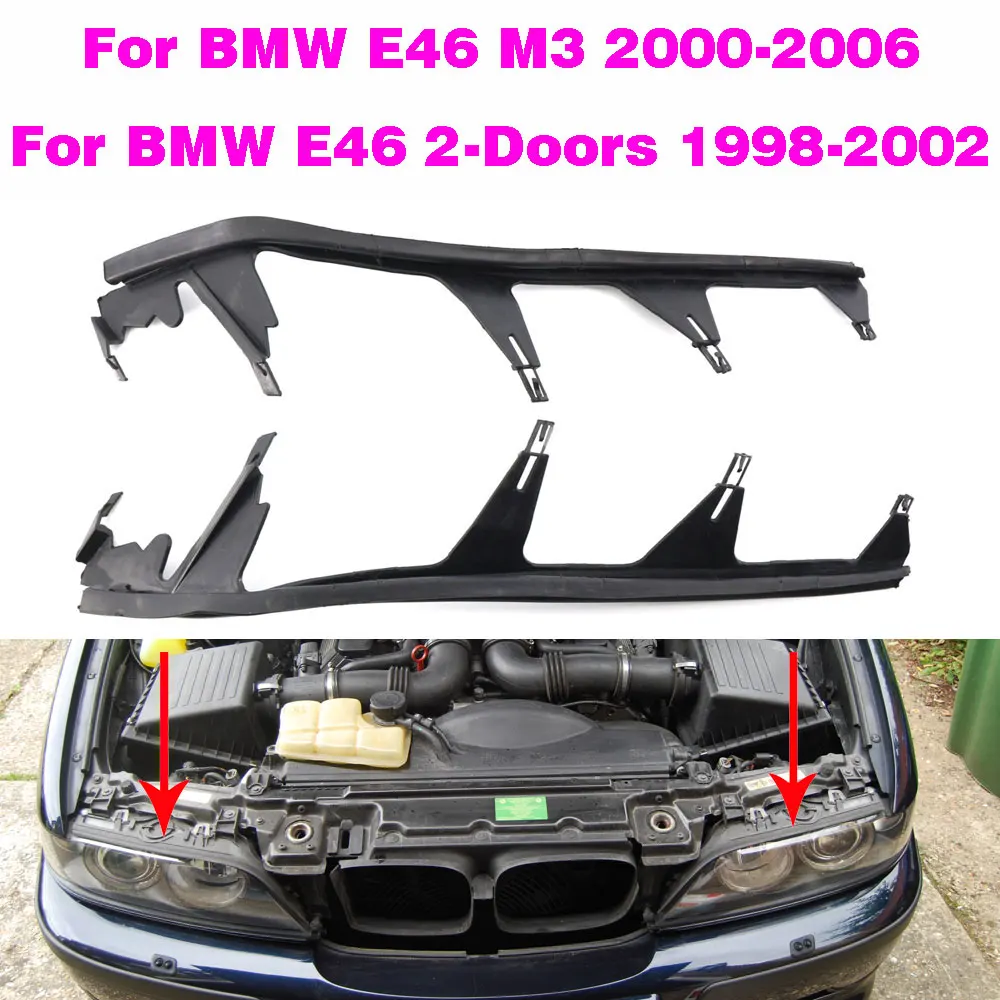 Car Front Upper Headlight Cover Strip Set Trims Headlight Sealing Strip Gasket For BMW E46 2 Door 323i 325i  328i 330i 1998-2002