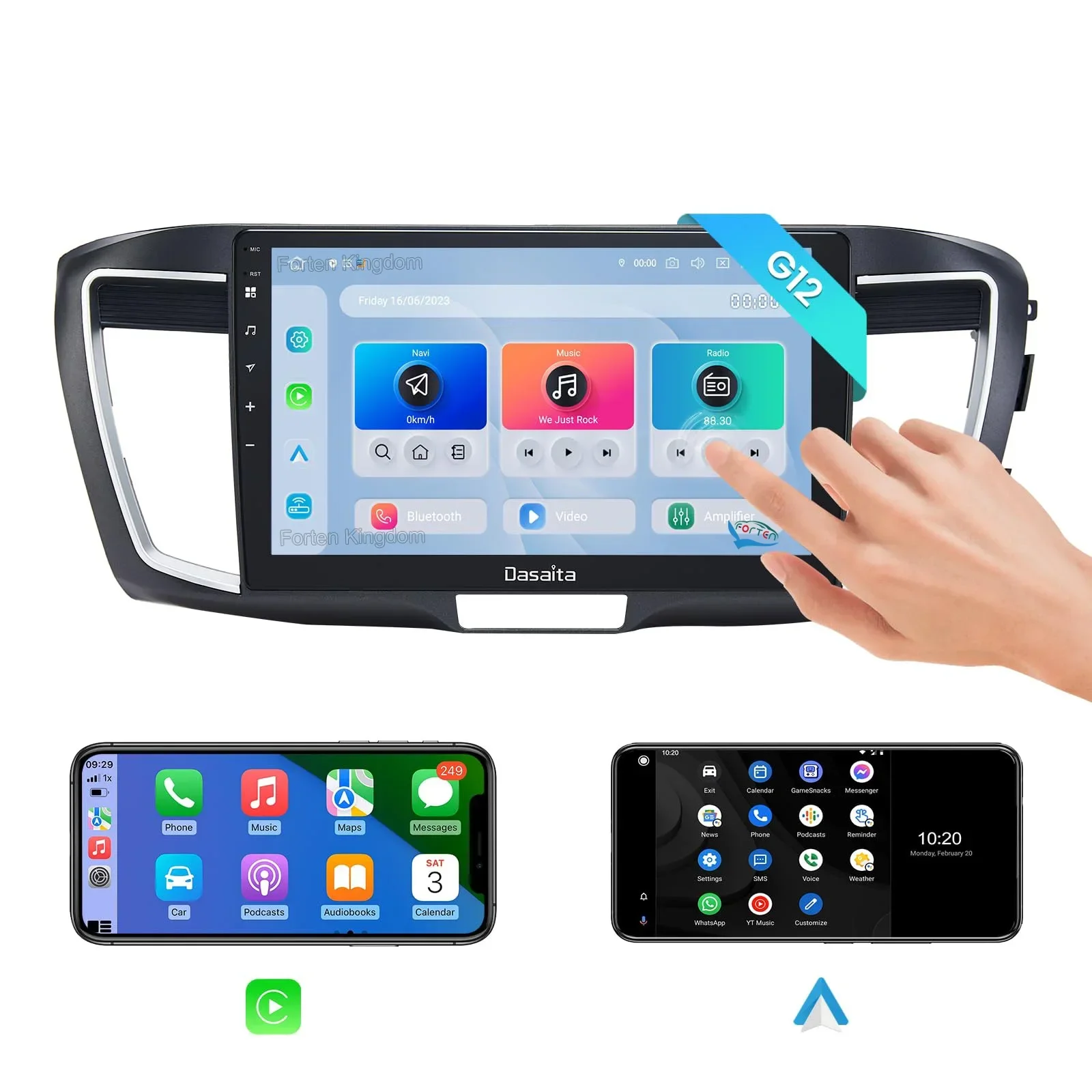 10.2 Inch QLED Screen Wireless CarPlay & Android Auto GPS Navigation Stereo Head Unit Car Player for Accord 2013-2017