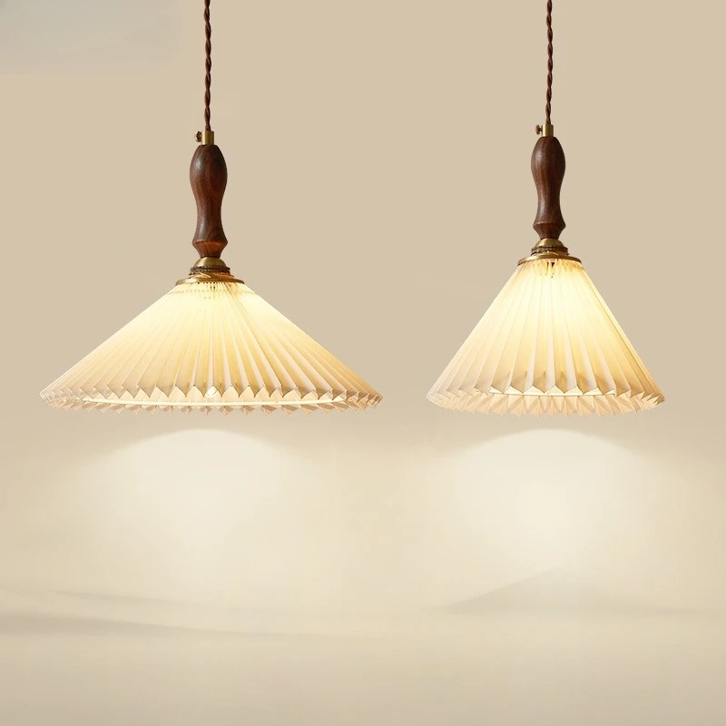 

Japanese pleated cloth art chandelier retro restaurant bar hotel guesthouse bed porch hallway teahouse walnut wall lamp