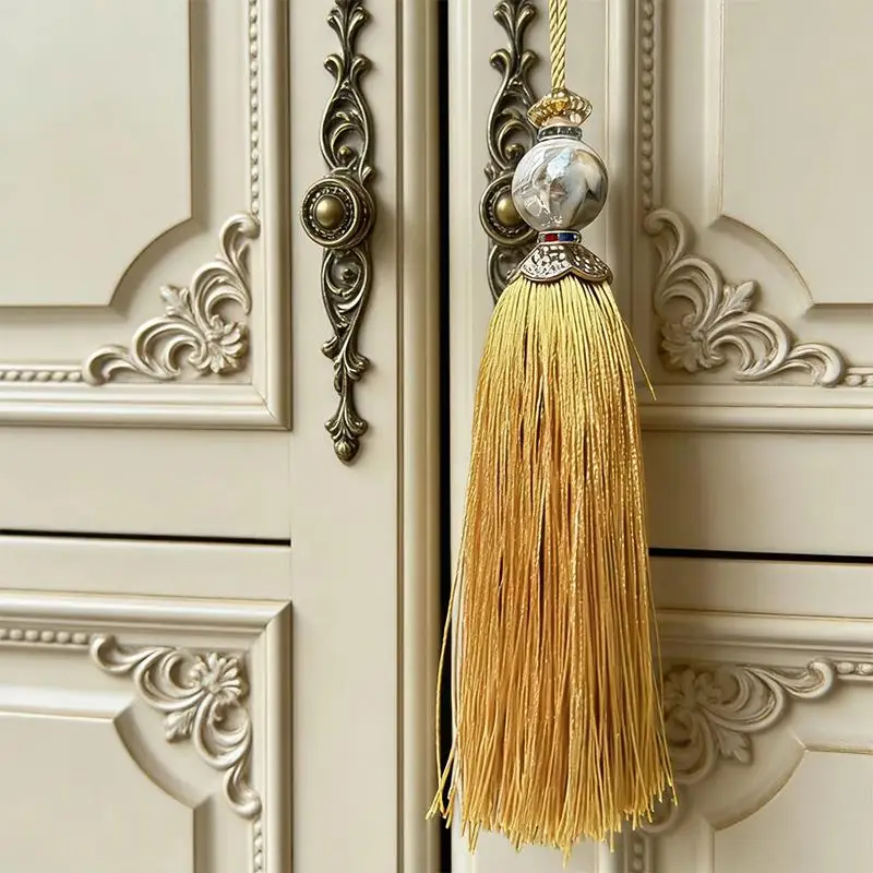 Weiches handgefertigtes Quasten-Set, 4 Stück, mit Schlaufen, langlebig für Schlüsselanhänger, DIY-Einladungskarten, Landhausstil, Heimdekoration – Detail 5