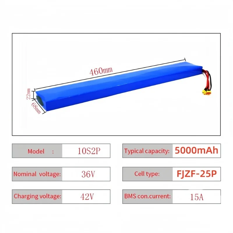 

36V 5000mAh 10S2P 250W 450W 42V 18650 Built-in 15A BMS Lithium Battery Extended Battery for Electric Scooter M365 Pro