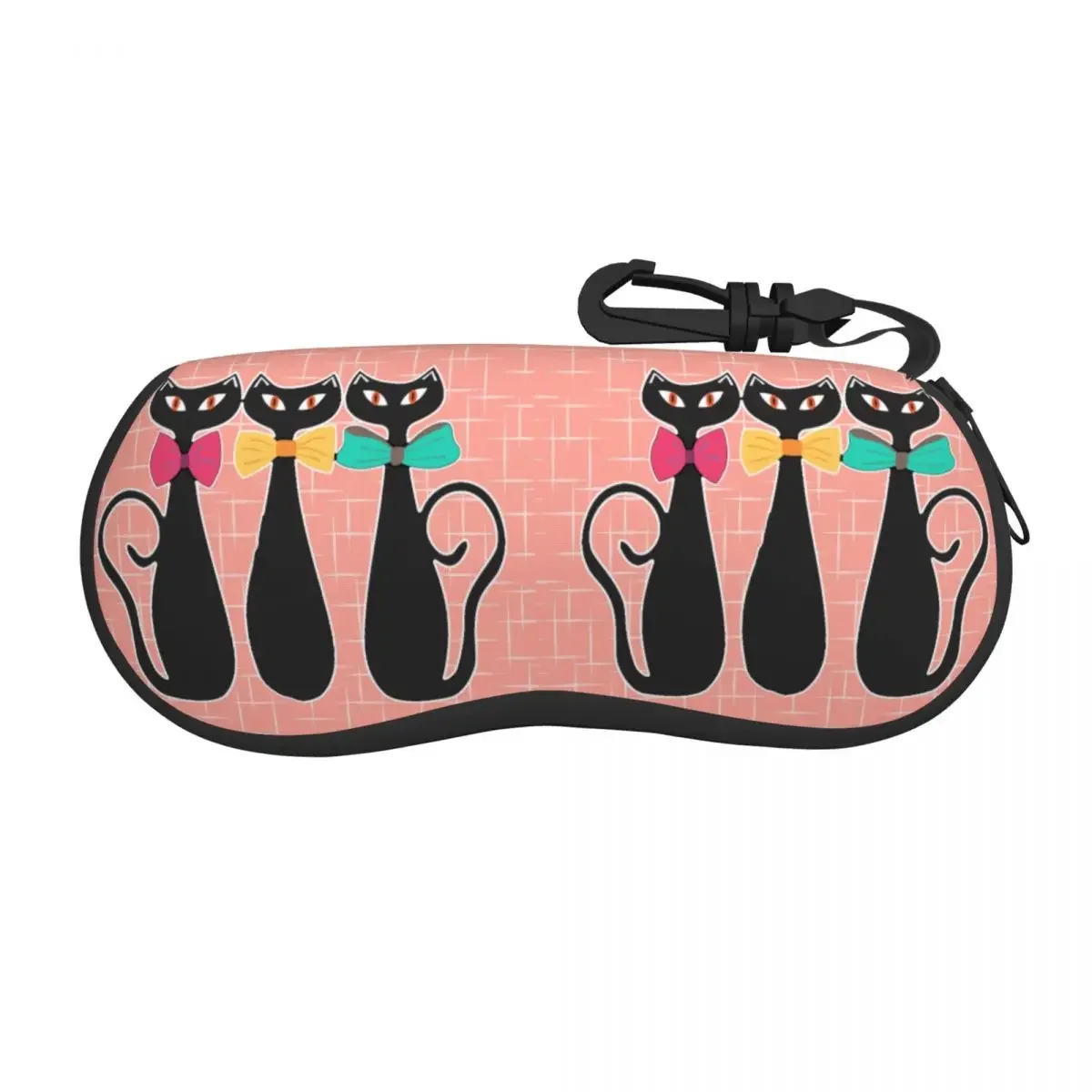 Vintage Mid Century Atomic Black Cats Shell Eyeglasses Case Cute Animal Cartoon Kitten Glasses Case Sunglasses Box Pouch