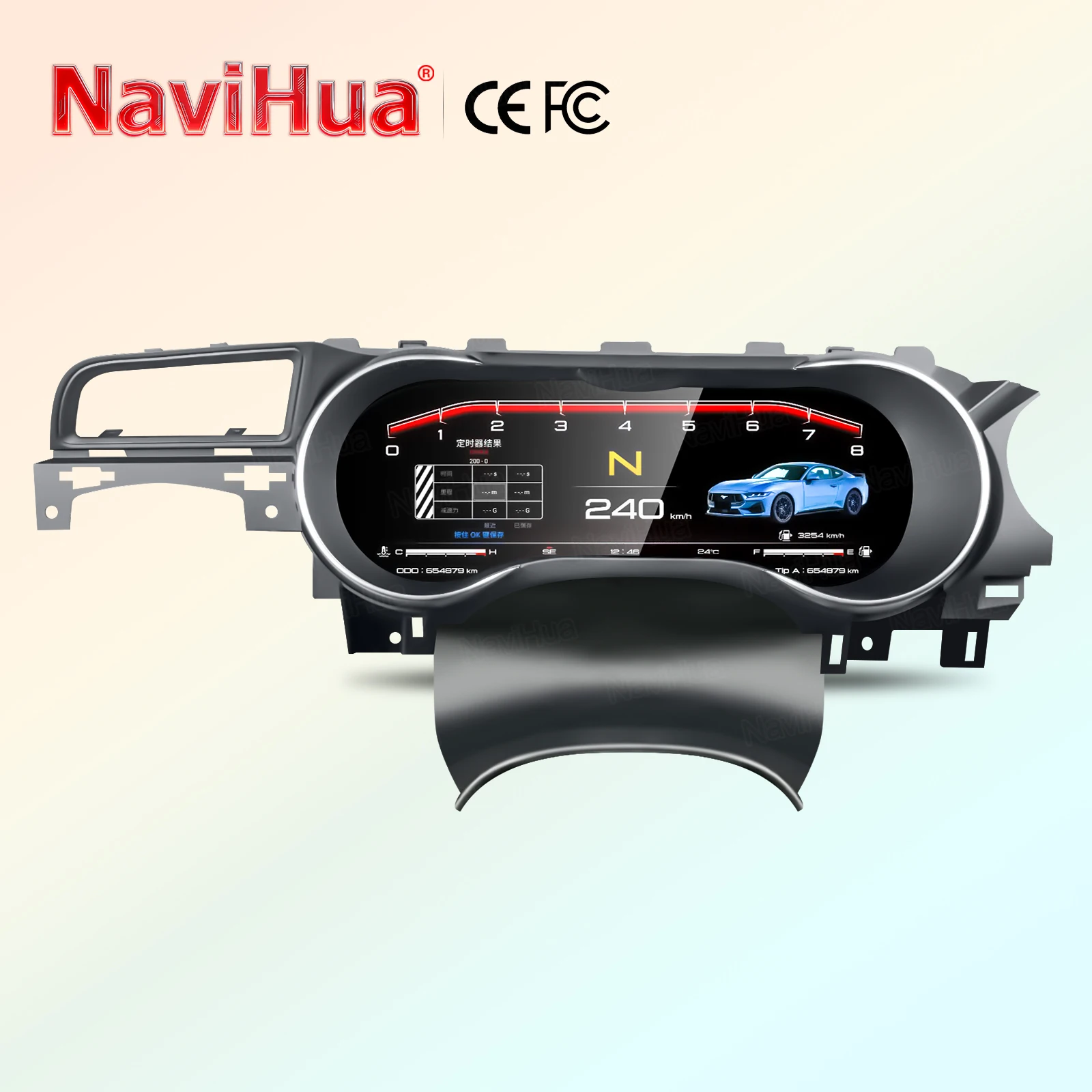 Navihua عداد السرعة التلقائي لوحة القيادة لينكس Vietual قمرة القيادة لفورد موستانج 2015-2024 LCD لوحة القيادة شاشة السيارة