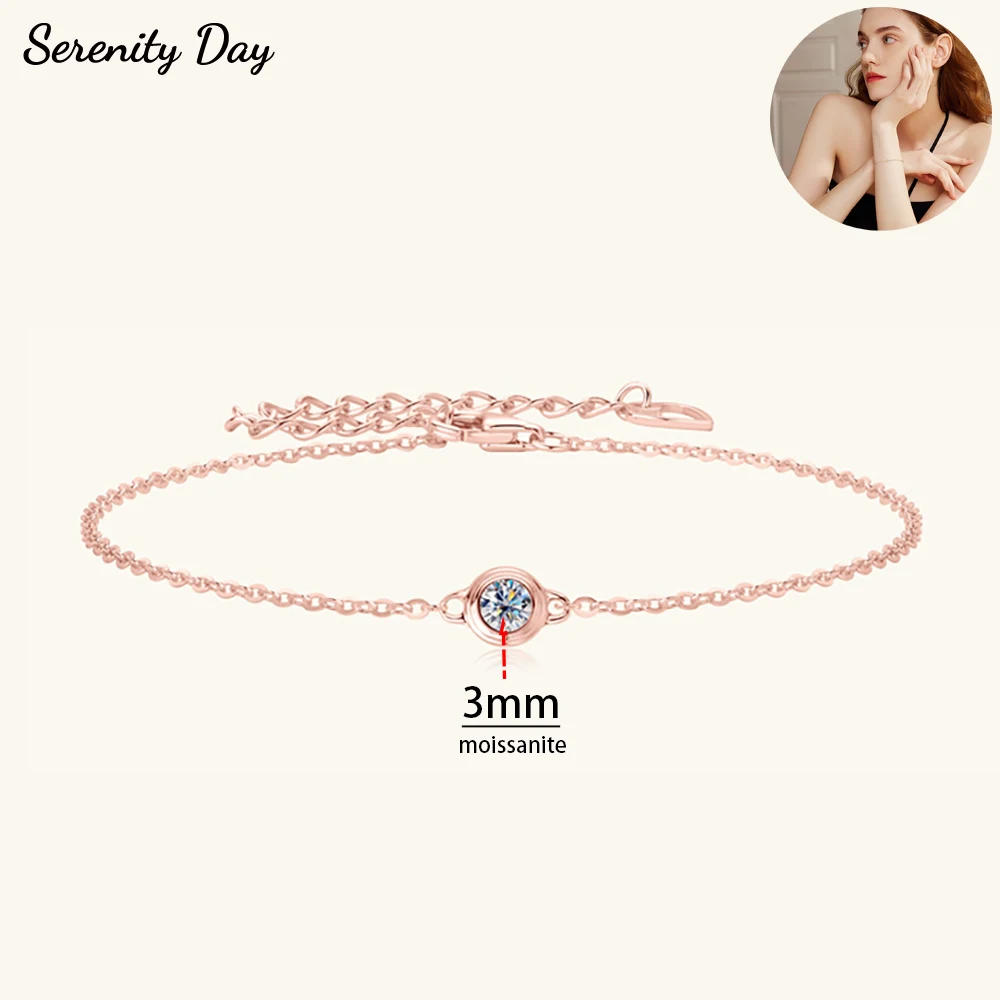

Serenity 3mm D Color Moissanite Bubbles Bracelet for Women Anniversary Gift S925 Sterling Silver Bracelet Plated 18K Hand Chain