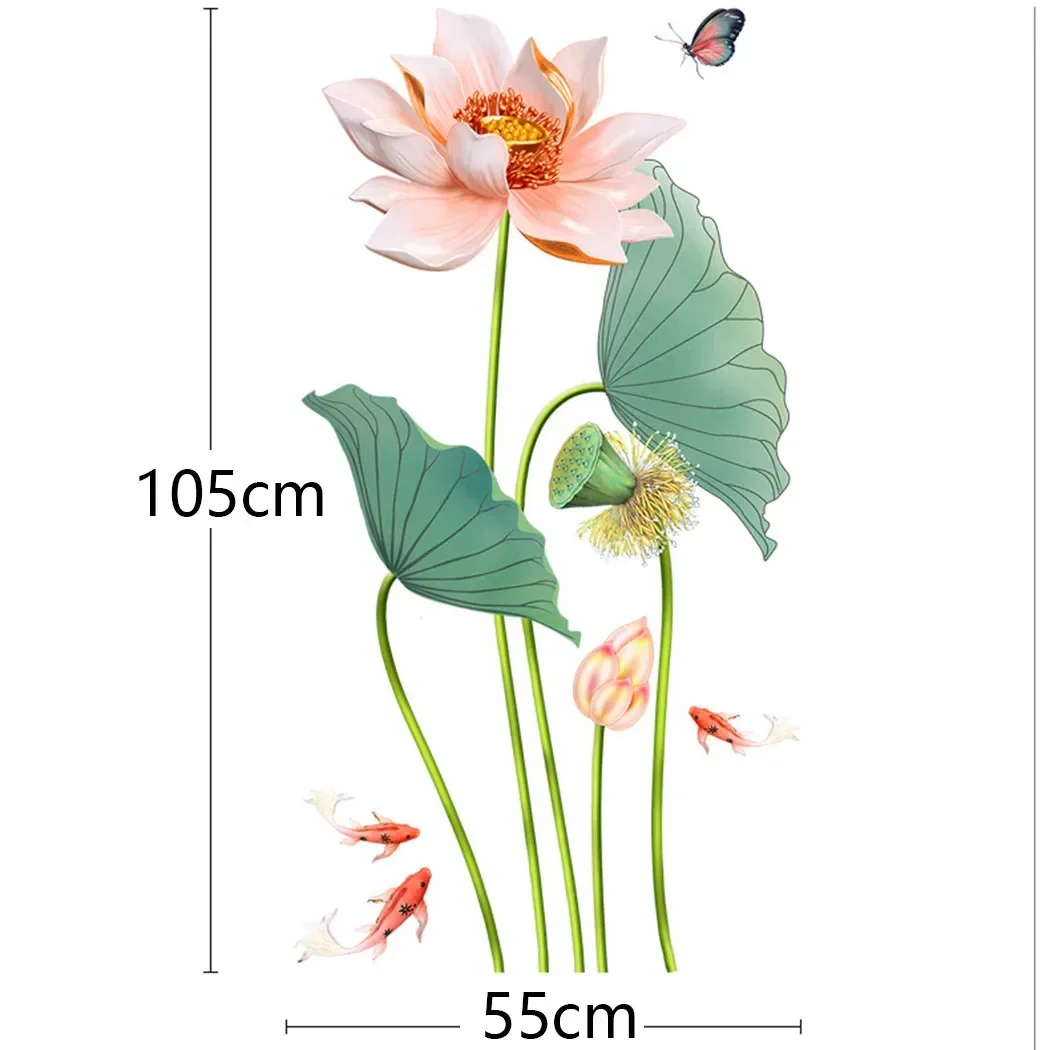 

Living Room Wall Sticker Lotus Mural PVC Blossoms Decal Decor Flower Flowers Home Shop Stickers Vinyl 55*105cm