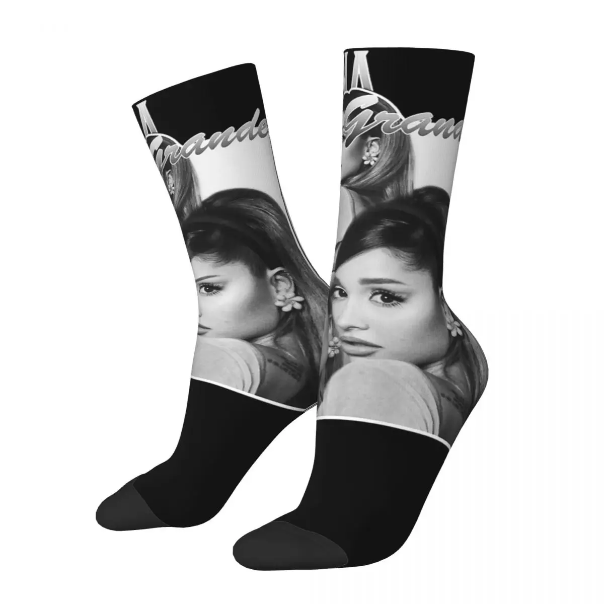 Crazy Design Ariana Grande Singer Bootleg Theme Design Chaussettes imprimées toutes saisons 2024 Tour Eternal Sunshine Chaussettes en coton antidérapantes