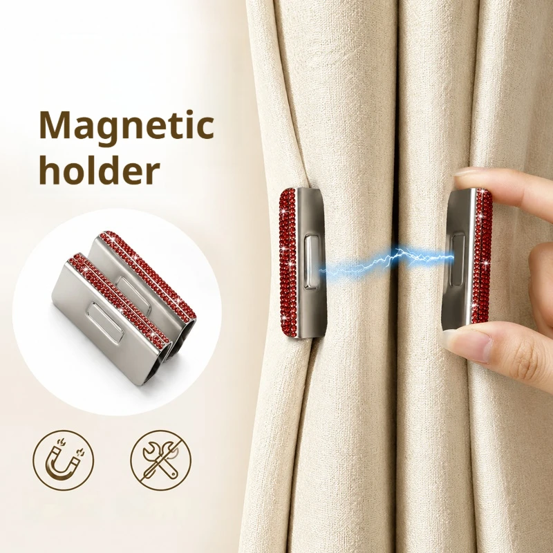 Magnetic Curtain Clip, Rhinestone Curtain Holder, Drape Fixing Buckle, Decorative Curtain Accessory