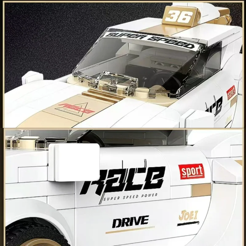 Kit de construção de carro esportivo de corpo largo, mais de 300 peças, modelo de supercar afinado detalhado para colecionadores, brinquedo de exibição de edição limitada para adultos