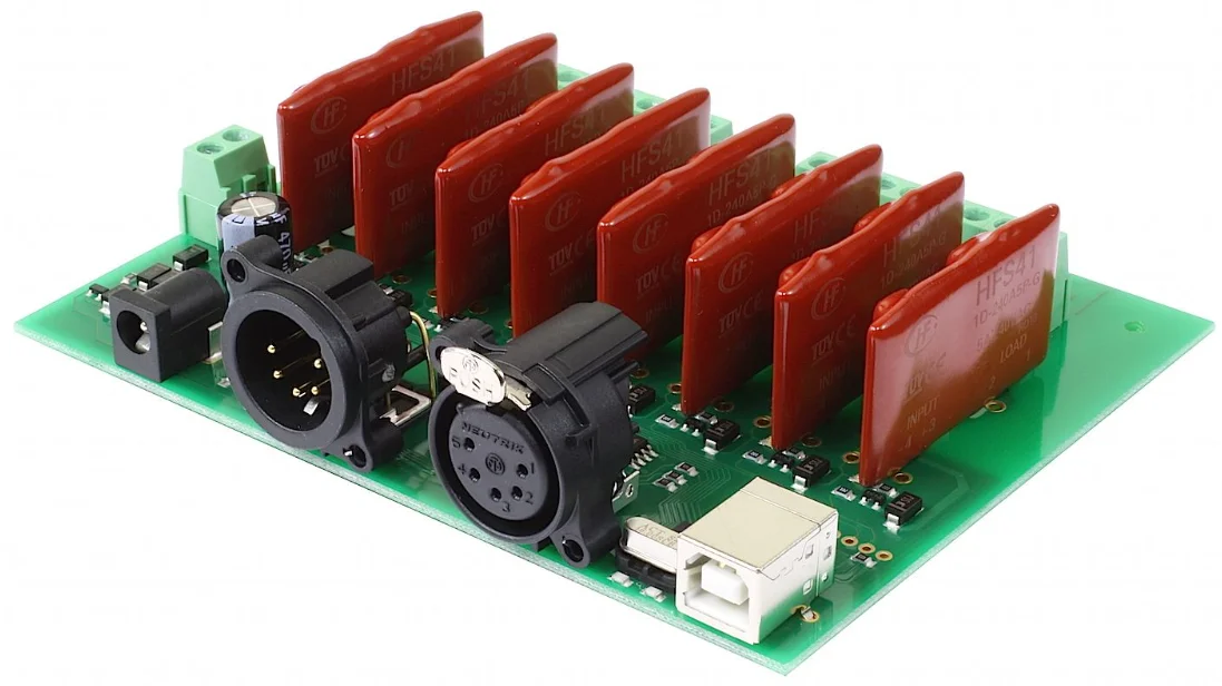 DMX-USB-RLY8 - 8 SSR Electronic Module Development Board