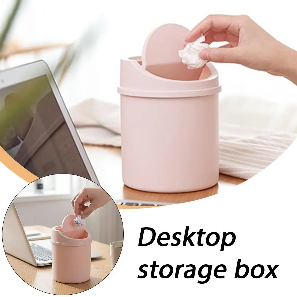 Mini Desktop Bin Small Trash Can Tube with Cover Bedroom Trash Can Garbage Can Clean Workspace Storage Box Home Desk