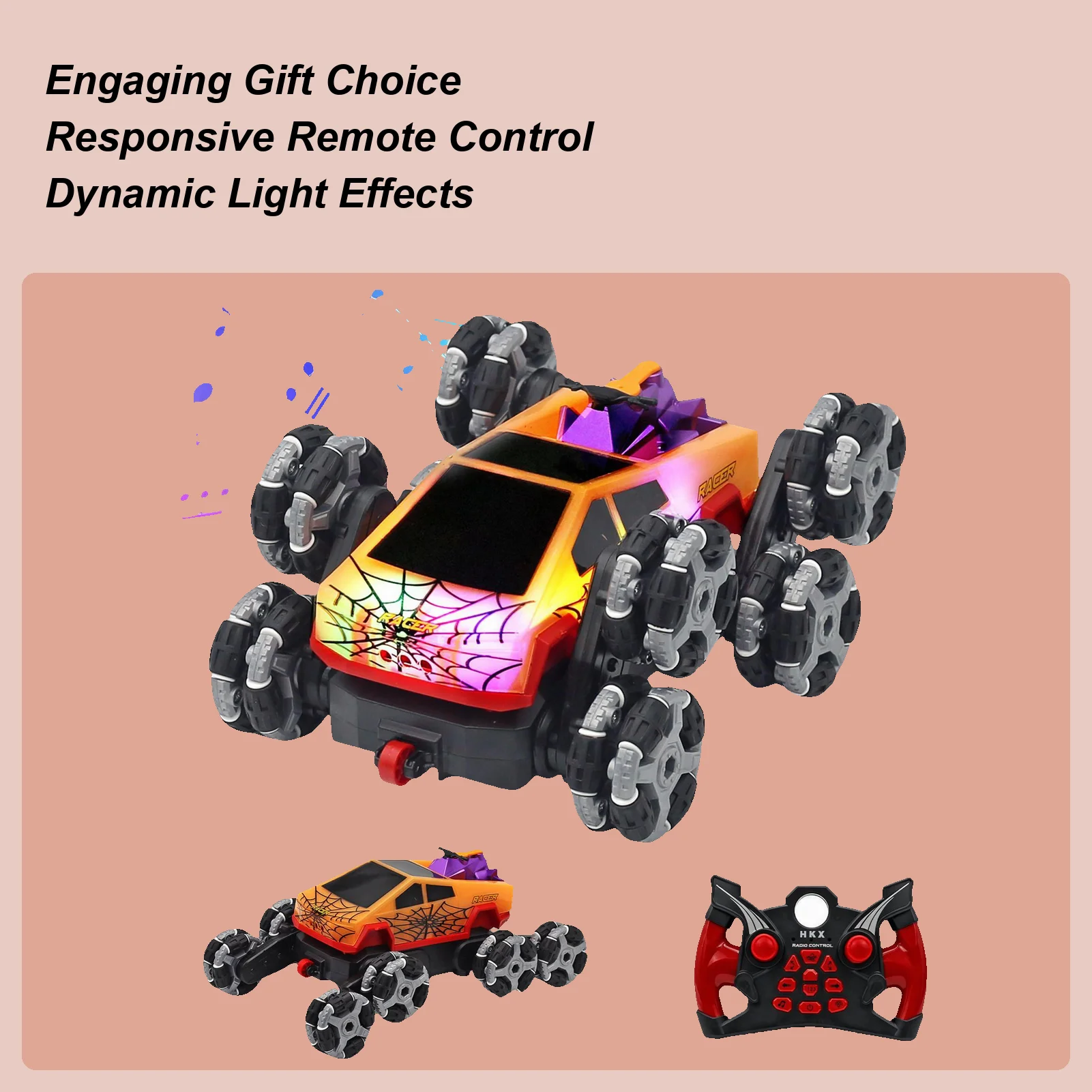 RC سيارة حيلة 8 عجلات المركبات مع تحويل الضوء شاحنة قابلة للشحن لعب للأطفال بنين بنات المنزل المدرسة في الفناء الخلفي