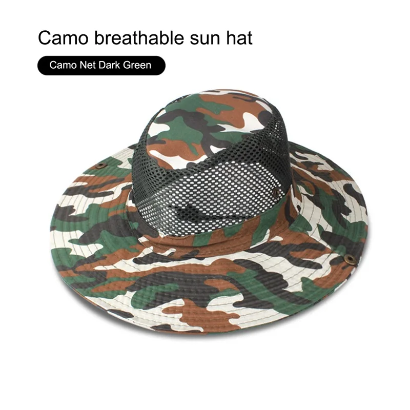 Camouflage Sun Hat for Men Sun Protection Wide Brim Fish Hat with Neck Flap Sun-Shading Breathable Outdoor Camping Hiking Hat