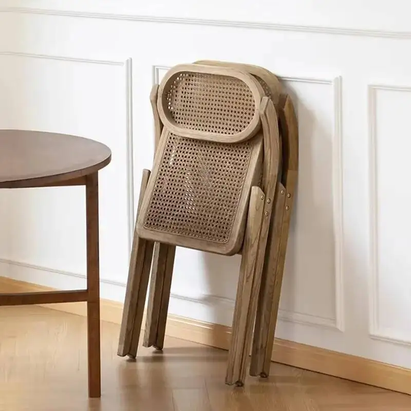 Of Set Chairs Retro 2 Dining Mid Century Kitchen Folding Dining Chairs Aesthetic Rattan Chaise Pliante Kitchen Furniture