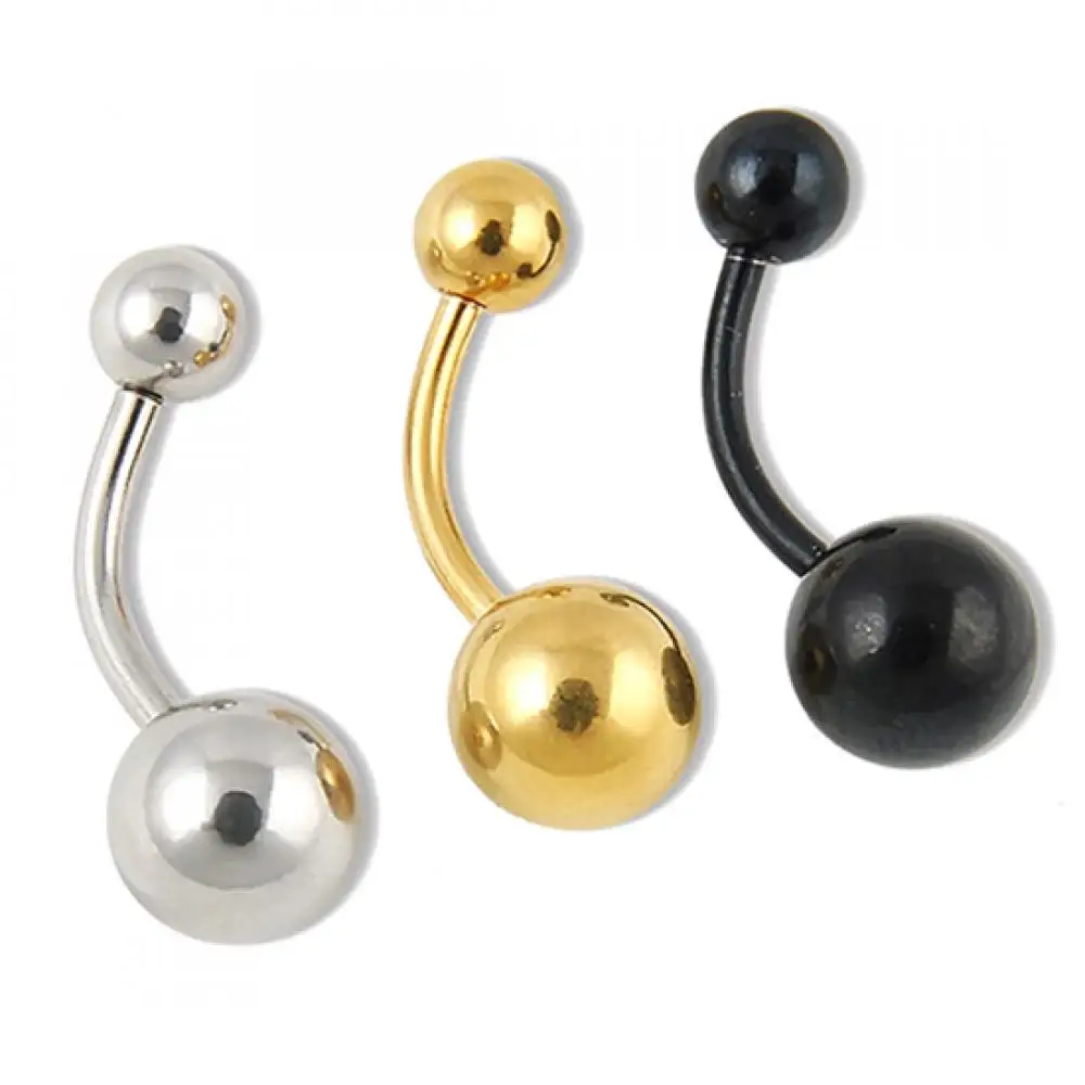 Fashion Jewelry Belly Ring Punk Surgic Stainless Steel Ball Barbell Belly Navel Ring Button Body Piercing Jewelry