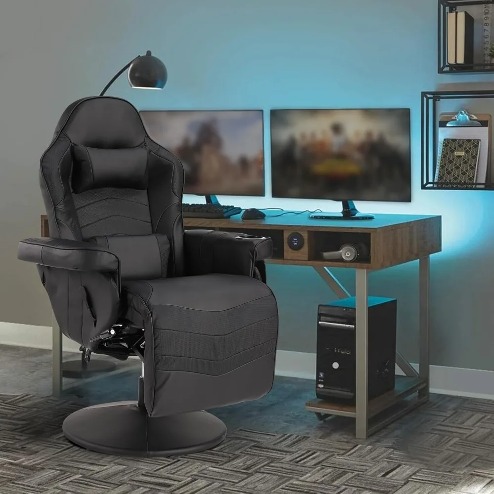 

Gaming Chair, Reclining Gaming Chair with Footrest, Game Chairs for Adults Massage Video Gaming Recliner Chair w/Adjustable Heig