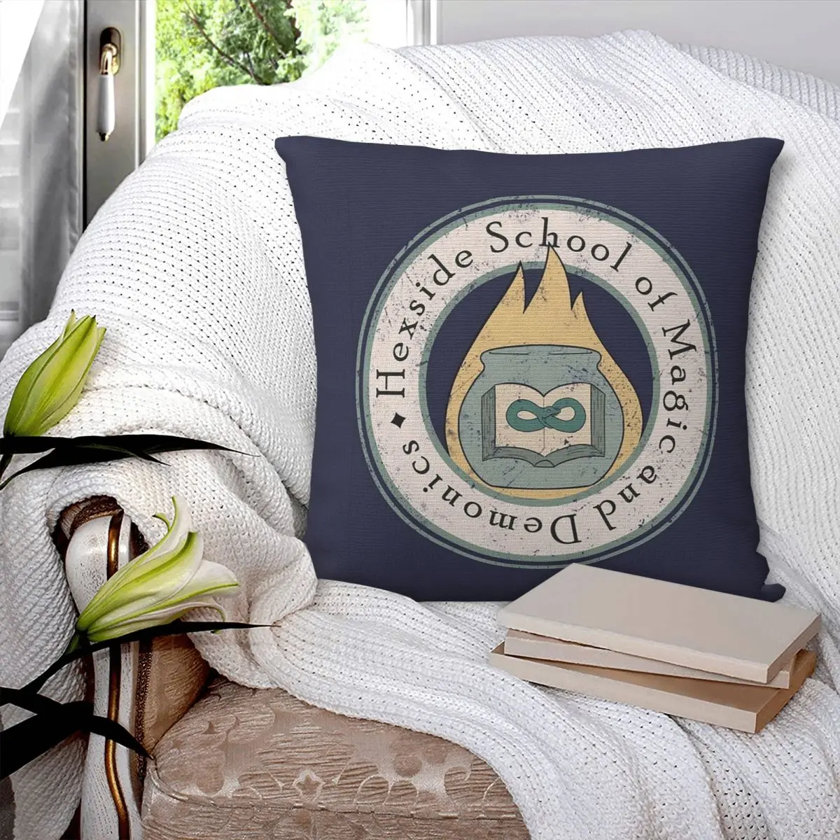 Hexside School Of Magic And Demonics Square Pillowcase Pillow Cover Polyester Cushion Decor Comfort Throw Pillow for Home Car