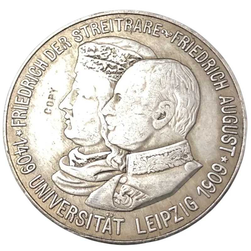 

1909 Kingdom of Saxony 5 Mark Silver Plated Copy Coin