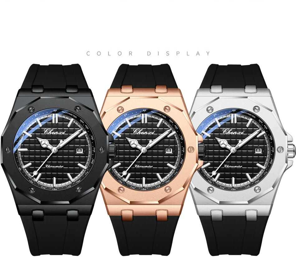 CHENXI 8268 Men's Luxury Watch Top Brand Compact Silicone Waterproof Calendar Night Light Men's Texture Watch Gift Reloj Hombre