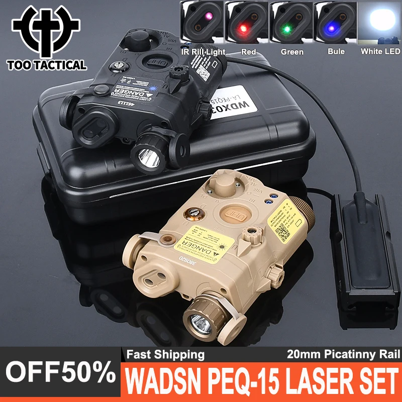 

Tactical Wadsn PEQ-15 Red Green Blue Laser Set PEQ15 Night Vision IR Fill Light White LED Hunting Flashlight Switch Fixed Base