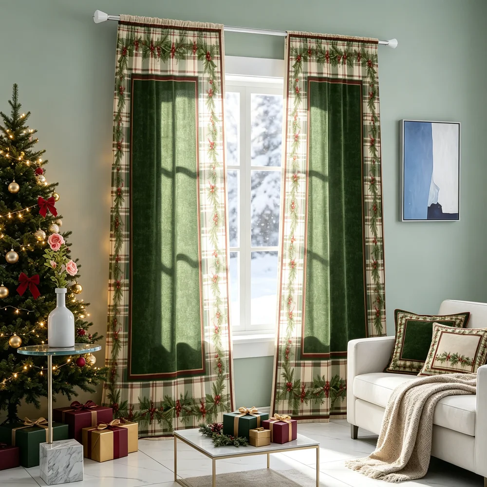 Curtain Rods - 2 шт. рождественских штор, с принтом