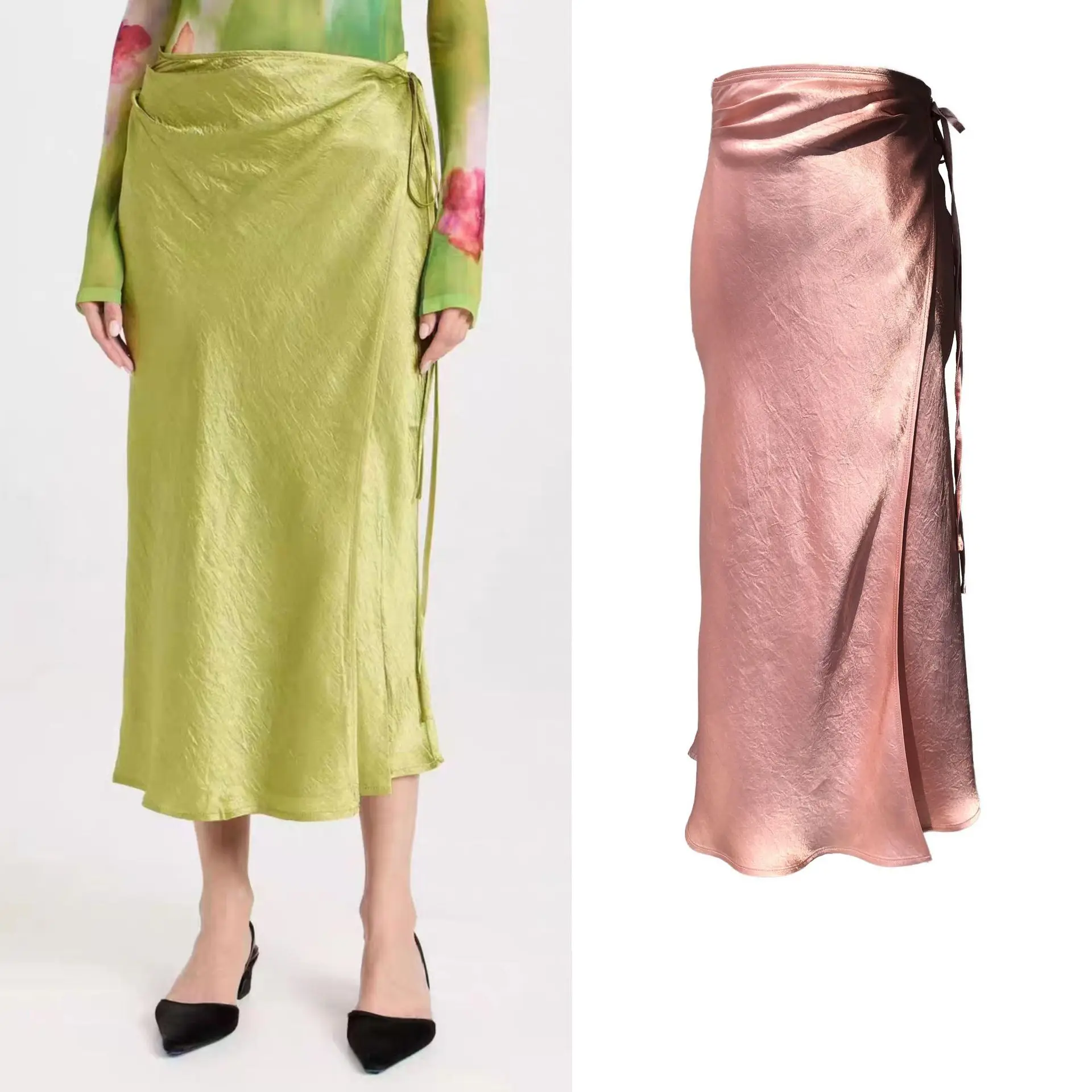 

Bright Color Acetate Skirt · Summer Dopamine Niche Classic One Piece Wrap Acetate Skirt