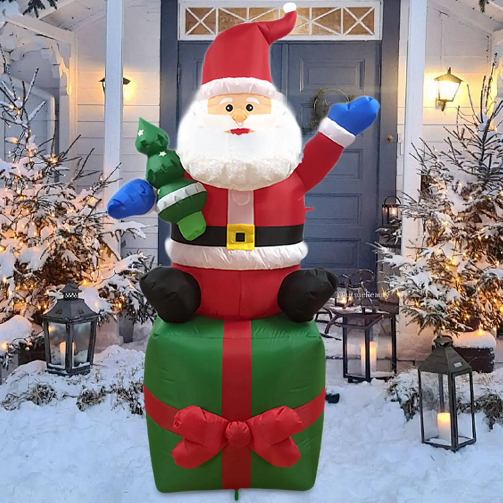 

6 ft Christmas Inflatable Santa Claus Yard Decoration Ornament Props Lighted Large Funny with Light for Vacation Yard Outside