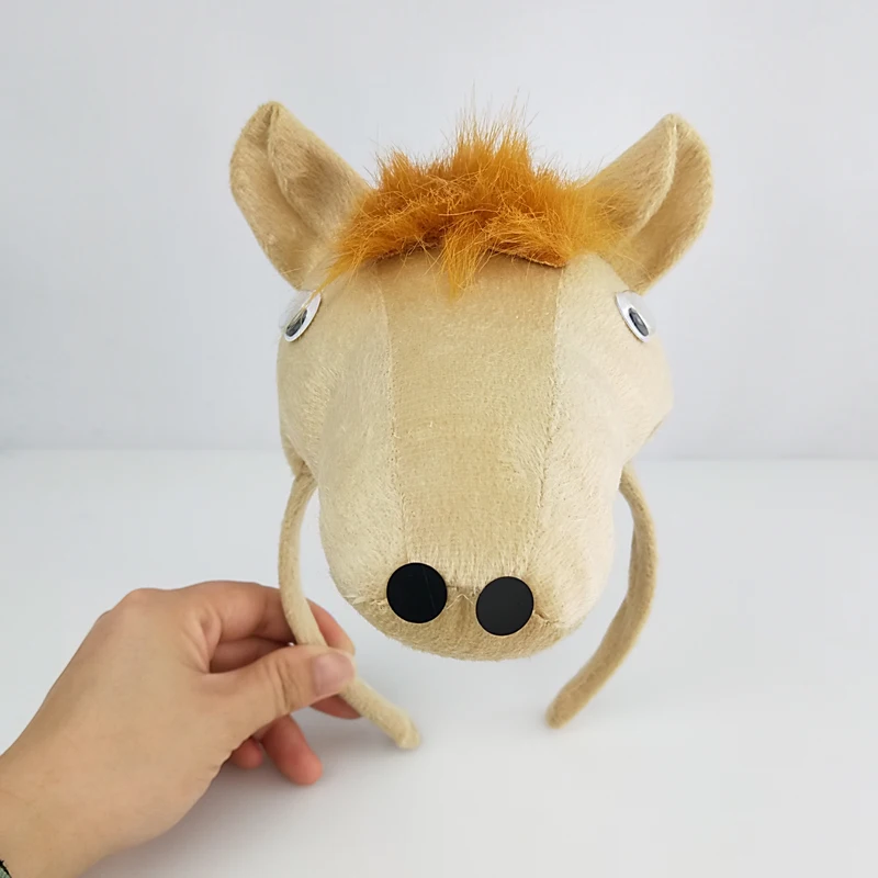 Adult Kids Party 3D Horse fascia papillon coda per fasce per capelli animali peluche regalo di compleanno copricapo Costume di Halloween Cosplay