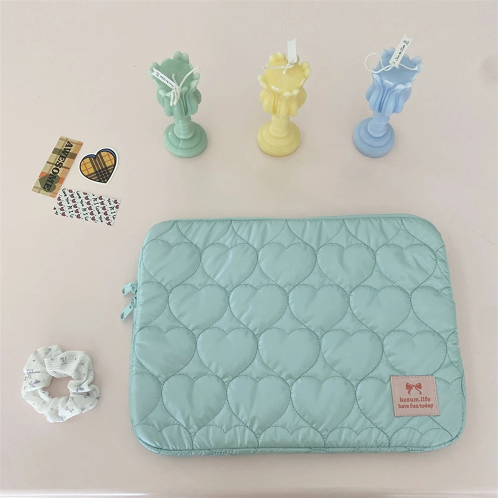 Tablet Bag 11-15.6inch for IPad Large Capacity Shockproof Pouch Bags Korean INS Embroidered Heart Handbag Fashion Portable