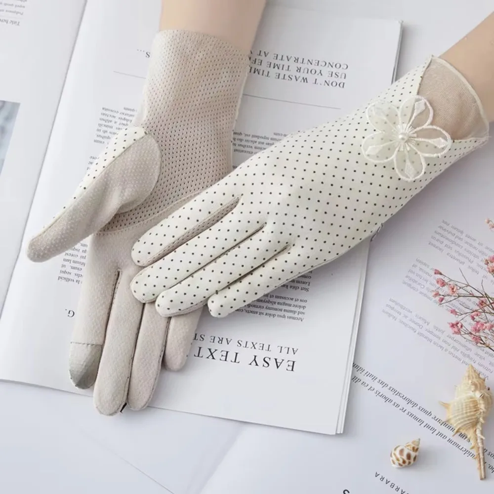 Women UV Protection Sun Gloves Thin Summer Stretch Non-slip Touch Screen Short Cotton Gloves for Driving Cycling Outdoor Anti-UV