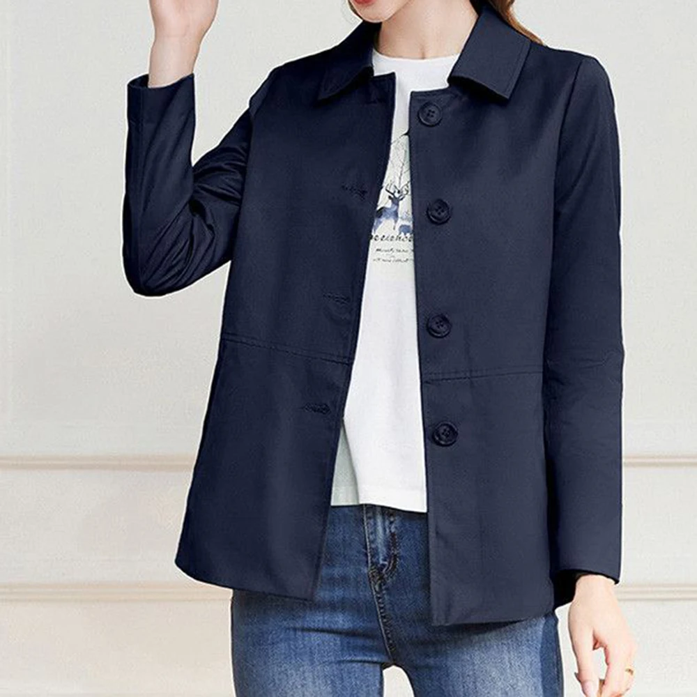 2025 autumn  Korean version trench coat women's high-end sense simple and versatile commuter long-sleeved small jacket
