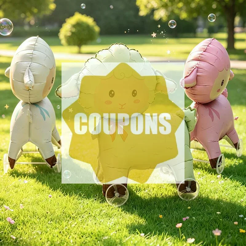 Cartoon Foil Balloons Sheep Stand Walking Balloon With Wheel Lamb Foil Balloons For Kids Birthday Party Decoration Baby Shower