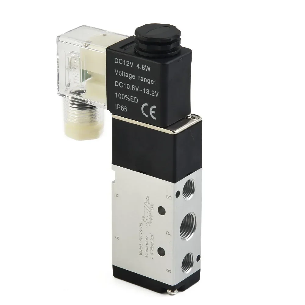 

1 Set Solenoid Valve Flow Speed Control Silencers Male Connectors 4V210-08 DC 12V Solenoid Pneumatic Valve 5 Port 2 Position