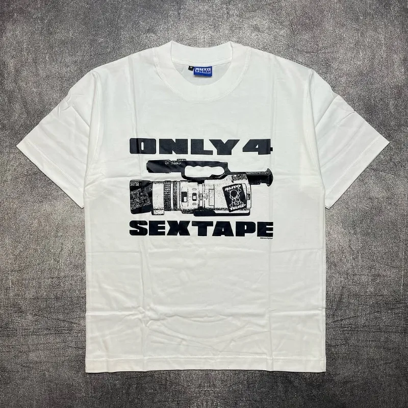 

Y2K модная футболка Harajuku Европа и Америка ретро с буквенным принтом хлопок топ с круглым вырезом модный тренд брендовые свободные толстовки