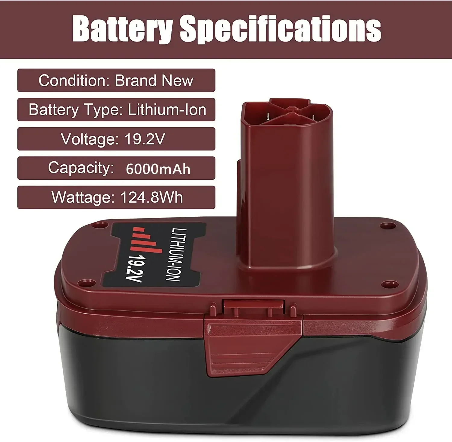 2 Pack 6.0Ah 19.2V Lithium Ion Battery Replacement For Craftsman 19.2 Volt Battery XCP DieHard PP2011 PP2030 130156001130279005