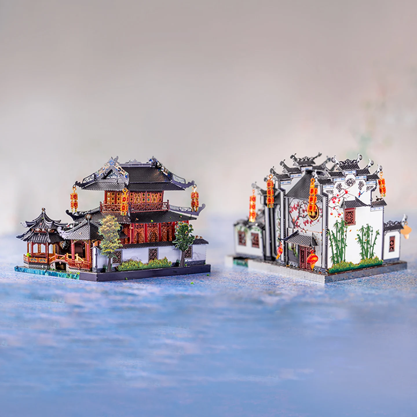 Puzzle 3D in Metallo MU Architettura del Giardino, Giocattolo Fai-da-Te Artigianale, Ornamento da Scrivania, Regalo di Compleanno per Fidanzata