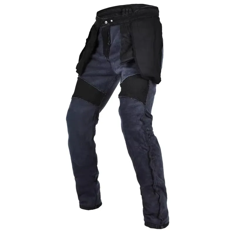Volero Winter Motorcycle Riding Pants Velvet Inside Loose Straight Motocross Protection Jeans Knight Casual High Waist Trousers