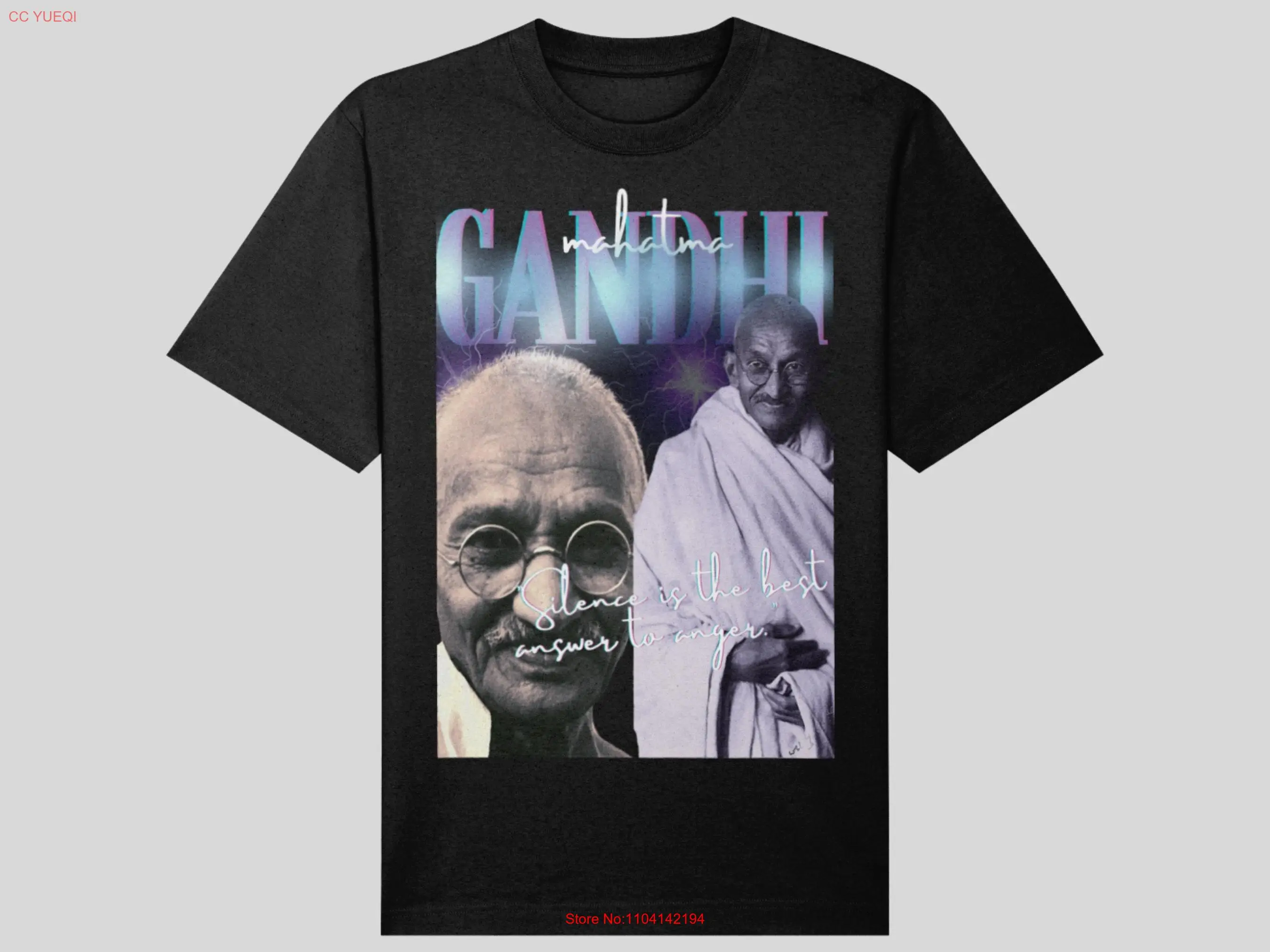 Mahatma Gandhi Vintage Quote T Shirt Silence is the Best Answer to Anger 100 Organic Cotton Mindful Maven