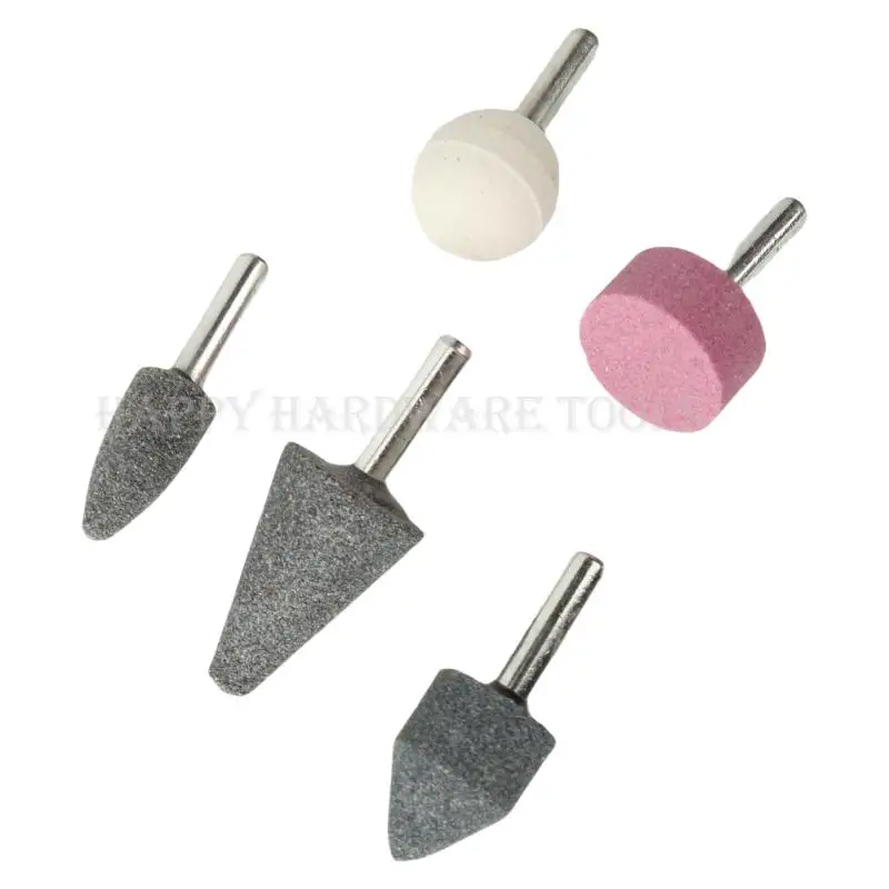 5 Buah Penggiling Batu Gigi yang Dipasang di Gigi, Hijau Merah Muda ​ Batu Putih Untuk Kontur Dan Pembentukan Porcelain Metal Shaft