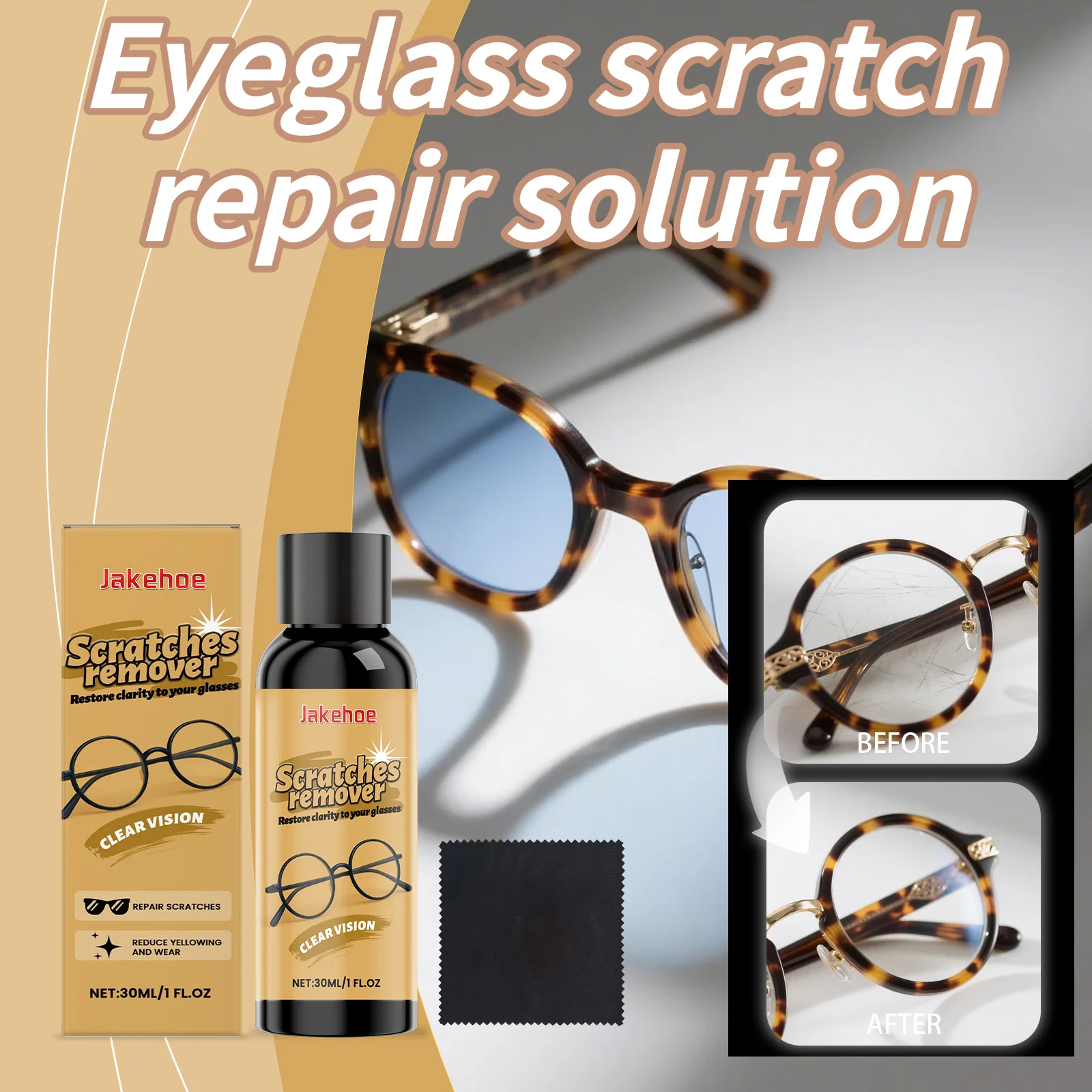 Eyeglass Scratch Repair Solution Gently Polishes And Repairs Minor Scratches Restoring Clear Vision Resin Lens Care Solution30Ml