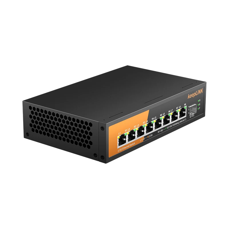 KeepveNK-Commutateur Ethernet multi-gigabit à 9 ports, avec ports PoE de 8 à 2.5 Go et 1 à 10 Go de déchets pour liaison montante, Plug and Play non géré