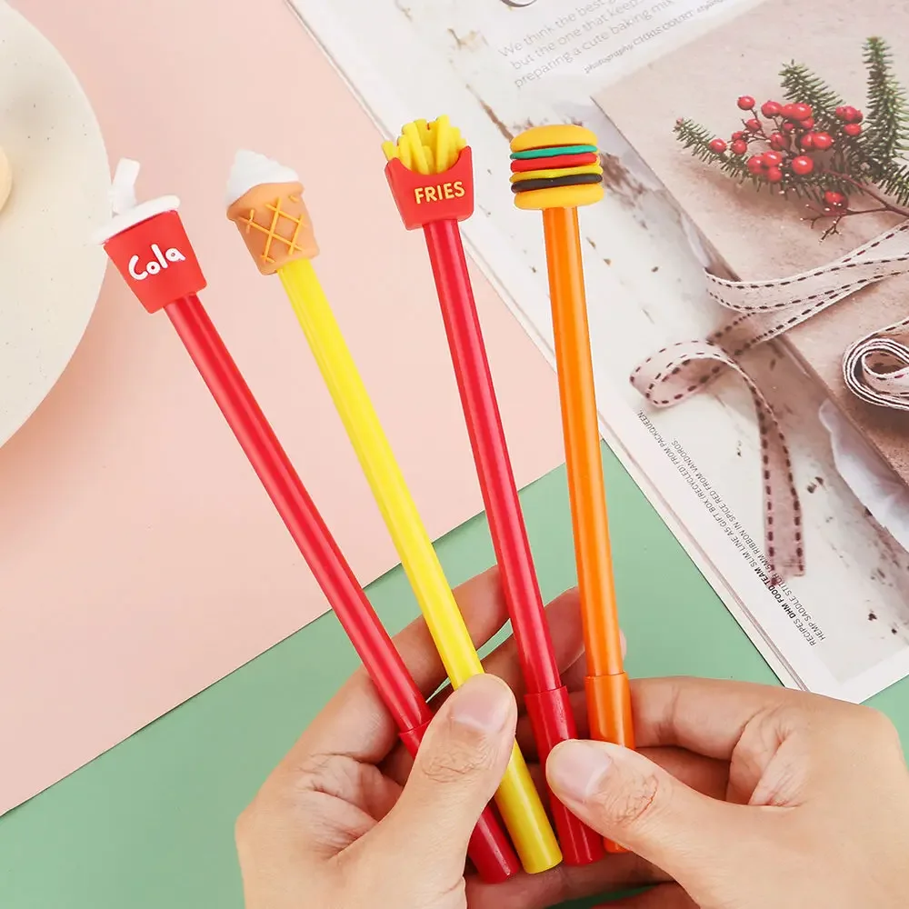 24 Stuks Groothandel Creatieve Hamburger Friet Gel Pen Student Cadeau Ijs Pen 0.5Mm Kawaii Schoolbenodigdheden