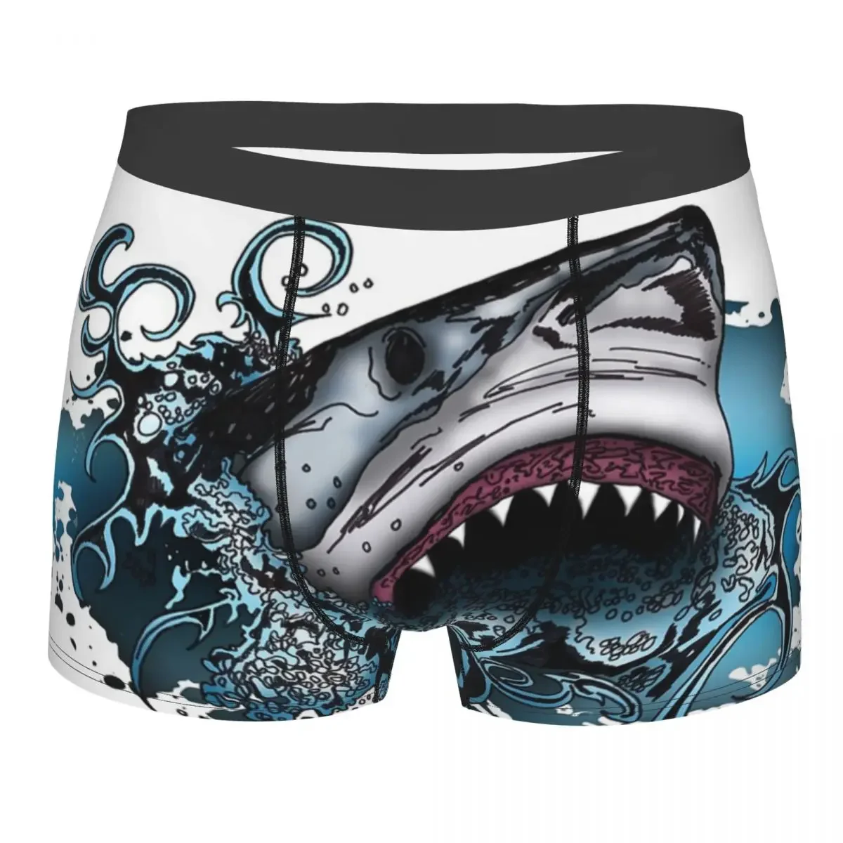 Men Shark Attack Underwear Funny Boxer Shorts Panties Male Breathable Underpants S-XXL