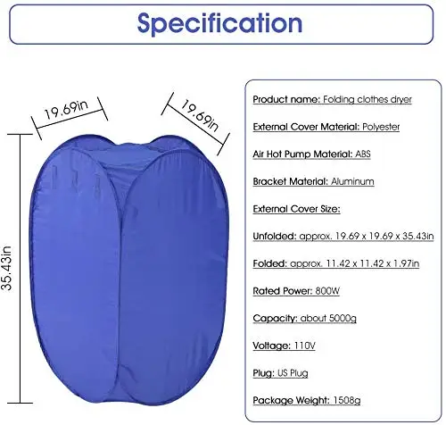 Máquina De Secagem De Roupa Dobrável Com Aquecedor, Secador De Roupa Portátil, Ar Elétrico, Viagem Em Casa, Rápido