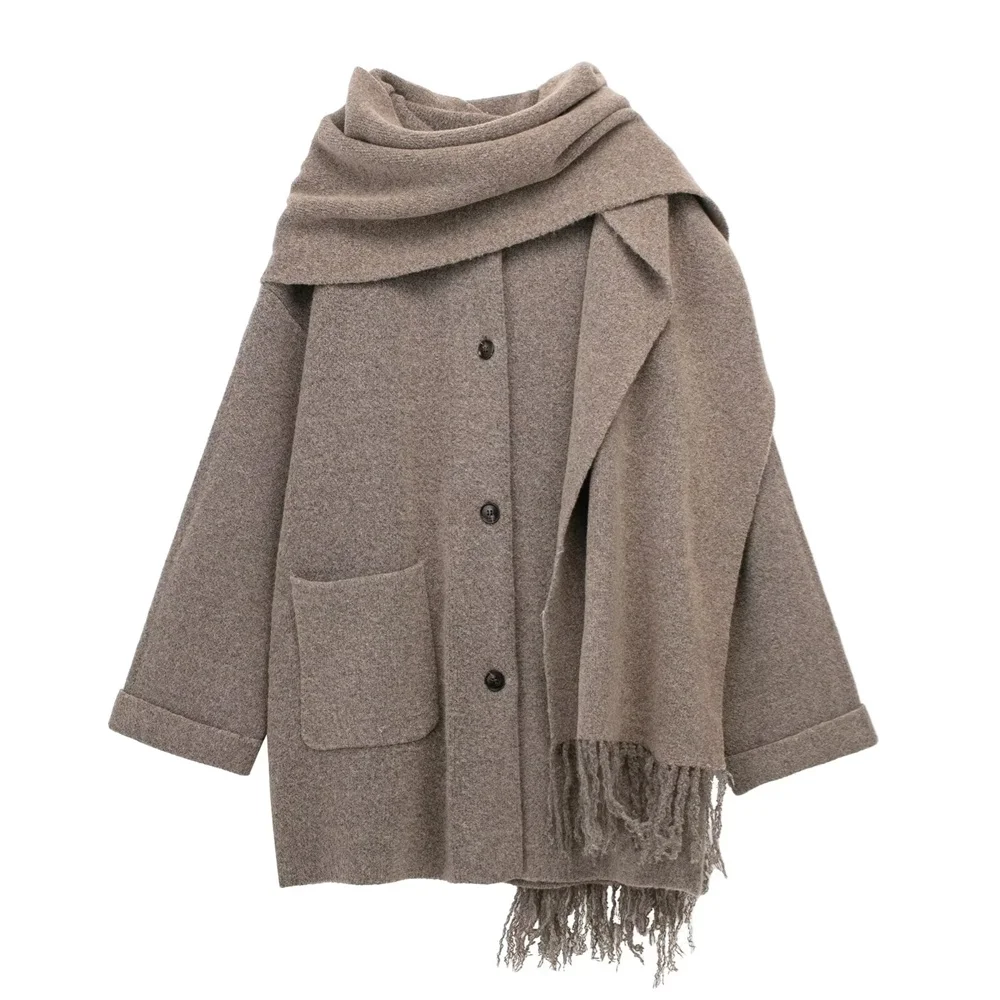 UNIZERA 2023 Winter New Product Women\'s Fashion and Casual 100 Pairs Scarf Short Knitted Coat Coat